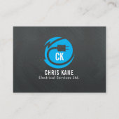Carte De Visite Conception bleue et grise de logo d'électricien (Devant)
