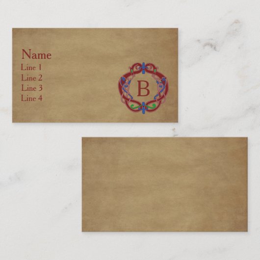 Carte De Visite Conception celtique initiale de monogramme  (Devant / Derrière)
