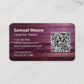Carte De Visite Conception Charpentier Rustique Code QR Menuiserie (Devant)