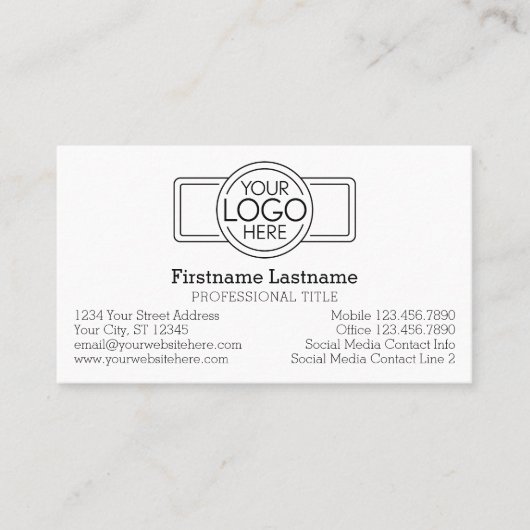 Carte De Visite Conception classique avec logo et informations de  (Devant)