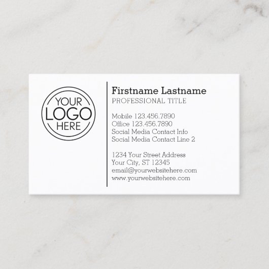 Carte De Visite Conception classique avec logo et informations de  (Devant)