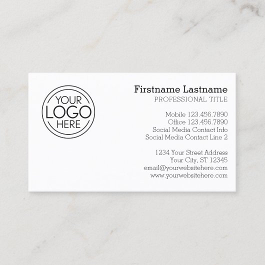 Carte De Visite Conception classique avec logo et informations de  (Devant)