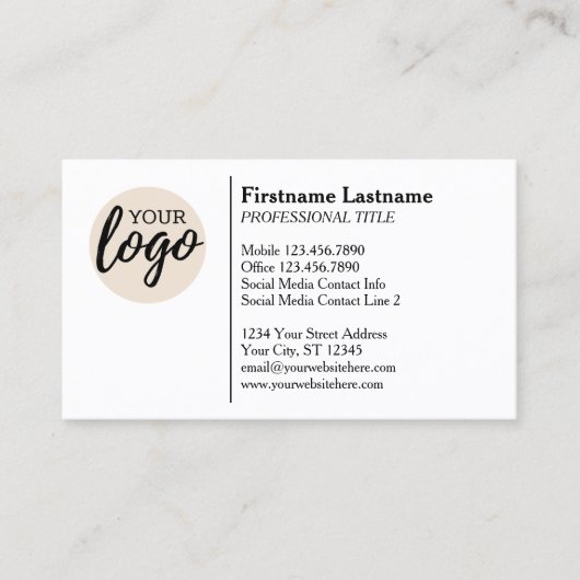 Carte De Visite Conception classique avec logo et informations de (Devant)