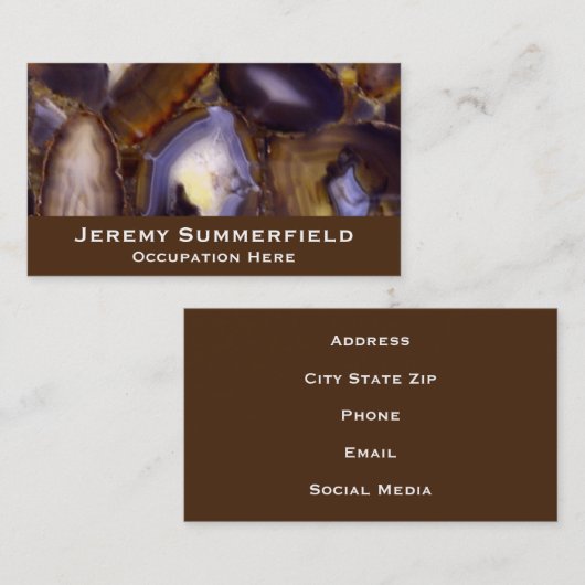 Carte De Visite Conception d'Agate blanc Brown violet (Devant / Derrière)