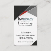 Carte De Visite conception d'agent triangle KW Legacy PHOTO vertic (Dos)