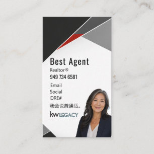 Carte De Visite conception d'agent triangle KW Legacy PHOTO vertic