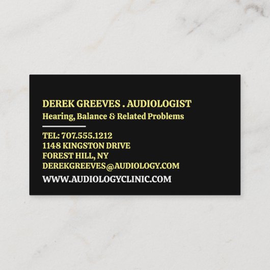 Carte De Visite Conception d'aide auditive, audiologiste, Clinique (Dos)