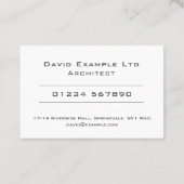 Carte De Visite Conception d'architecte gras et transparent (Dos)