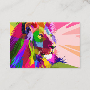 Carte De Visite Conception d'art pop prismatique coloré de lion