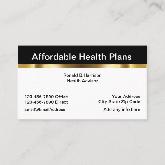 Carte De Visite Conception d'assurance maladie classique (Devant)