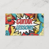 Carte De Visite Conception de bande dessinée rétro Cours de guitar (Devant)