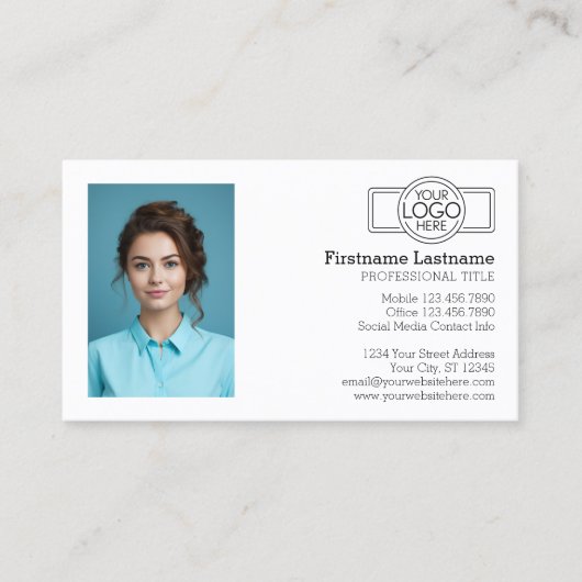 Carte De Visite Conception de base avec logo et photo (Devant)