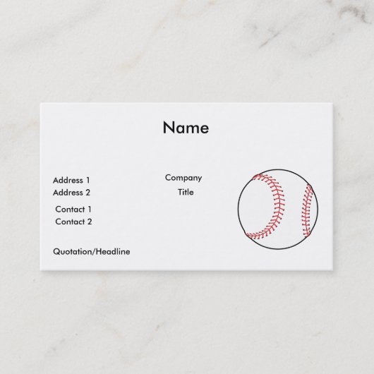 Carte De Visite conception de baseball classique (Devant)