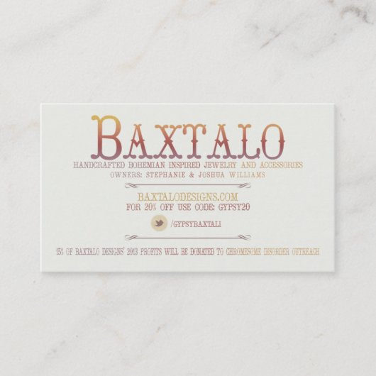 Carte De Visite Conception de Baxtalo (Devant)