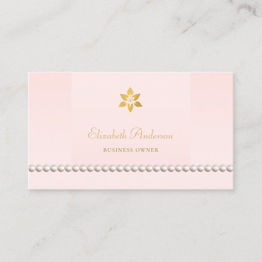 Carte De Visite Conception de bordure perle rose blush (Devant)