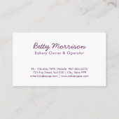 Carte De Visite Conception de boulangerie de bruit de gâteau (Dos)
