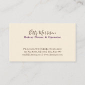 Carte De Visite Conception de boulangerie de bruit de gâteau (Dos)
