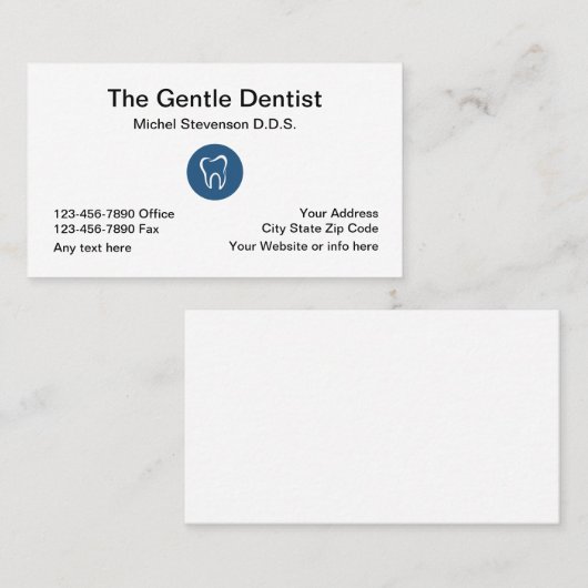 Carte De Visite Conception de bureau de dentiste (Devant / Derrière)