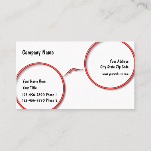 Carte De Visite Conception de cadre de lunettes d'optométrie (Devant)