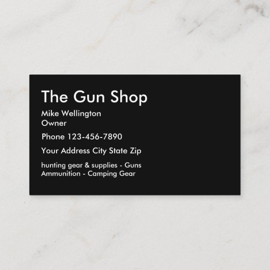 Carte De Visite Conception de camouflage d'armurerie (Dos)