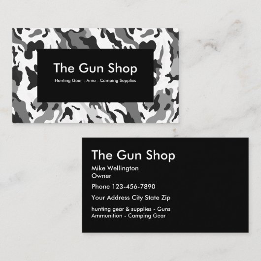 Carte De Visite Conception de camouflage d'armurerie (Devant / Derrière)