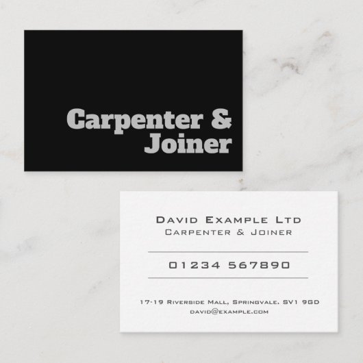 Carte De Visite Conception de charpentier et de joint gras et tran (Devant / Derrière)