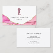 Carte De Visite conception de cheval de mer rose (Devant / Derrière)