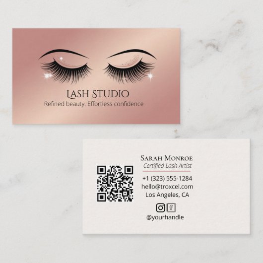 Carte De Visite Conception de cils de luxe avec code QR (Devant / Derrière)