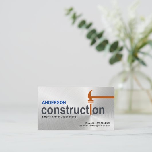 Carte De Visite Conception de clous marteau de construction spécia (Debout devant)