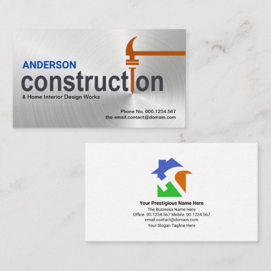 Carte De Visite Conception de clous marteau de construction spécia (Devant / Derrière)