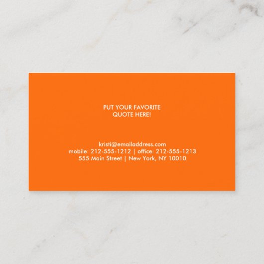 CARTE DE VISITE CONCEPTION DE CLOVER EN ORANGE (Dos)