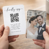 Carte De Visite Conception de code QR de réponse au mariage minima