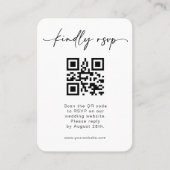 Carte De Visite Conception de code QR de réponse au mariage minima (Devant)