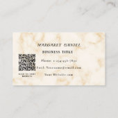 Carte De Visite Conception de code QR en marbre blanc élégant (Dos)