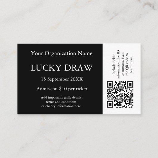 Carte De Visite Conception de code QR personnalisé pour billets d' (Devant)