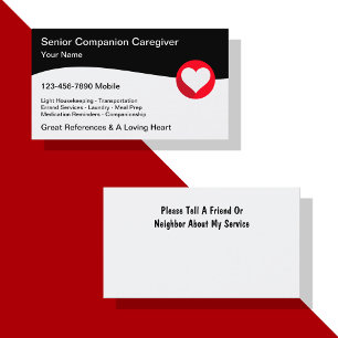 Carte De Visite Conception de cœur aimant pour soignant senior