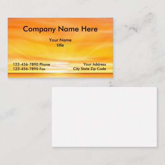 Carte De Visite Conception de coucher du soleil de plage (Devant / Derrière)