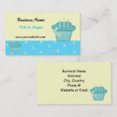 Carte De Visite Conception de Cupcake Bleu Mignon (Devant / Derrière)
