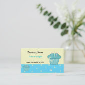 Carte De Visite Conception de Cupcake Bleu Mignon (Debout devant)