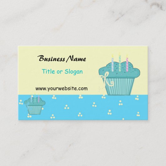 Carte De Visite Conception de Cupcake Bleu Mignon (Devant)