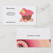 Carte De Visite Conception de Cupcake Rose Sucré (Devant / Derrière)