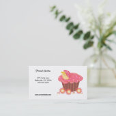 Carte De Visite Conception de Cupcake Rose Sucré (Debout devant)