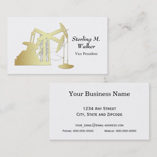 Carte De Visite Conception de dispositif de pompage d'or de (Devant / Derrière)