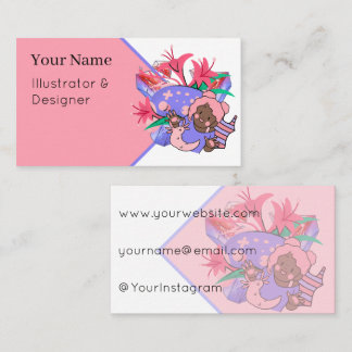 Carte De Visite Conception de fille axolotl rose mignonne et de jo