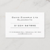 Carte De Visite Conception de forgeron gras et transparent (Dos)