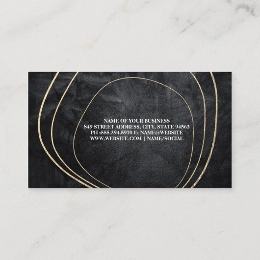 Carte De Visite Conception de forme dorée moderne | Texture noire (Dos)