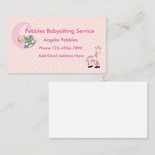 Carte De Visite Conception de garde d'enfants mignonne de (Devant / Derrière)