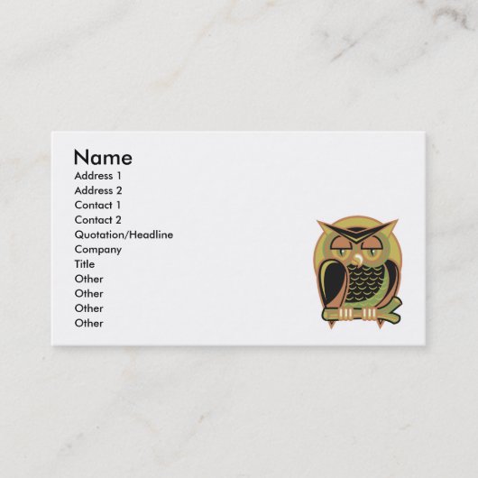 Carte De Visite conception de hibou rétro (Devant)