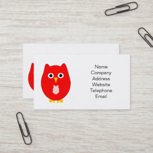 Carte De Visite Conception de hibou rouge