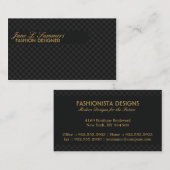 Carte De Visite Conception de Jacquard (noir) (Devant / Derrière)